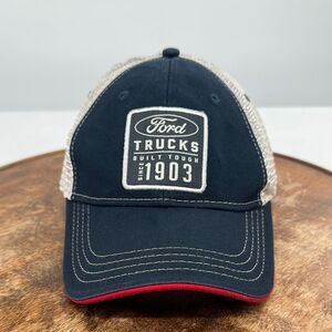 Ford Hat Baseball Cap Red White Blue Trucks Built Tough 1903 Mesh Snapback